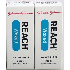 2 x J&J REACH DENTAL FLOSS - PROFESSIONAL SIZE - Dental Floss, Waxed, Unflavored, 200 yds